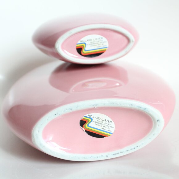 [MILLARD LISTER] Matching Pink Oblong Vases (Canada/Japan) - Picture 8 of 9